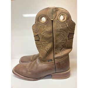 Reyme Mens Brown Leather Embroidered Square Toe Cowboy Boots 12 US 46 MEX 12653
